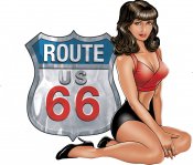 Route 66 dekal, finns i 6 storlekar